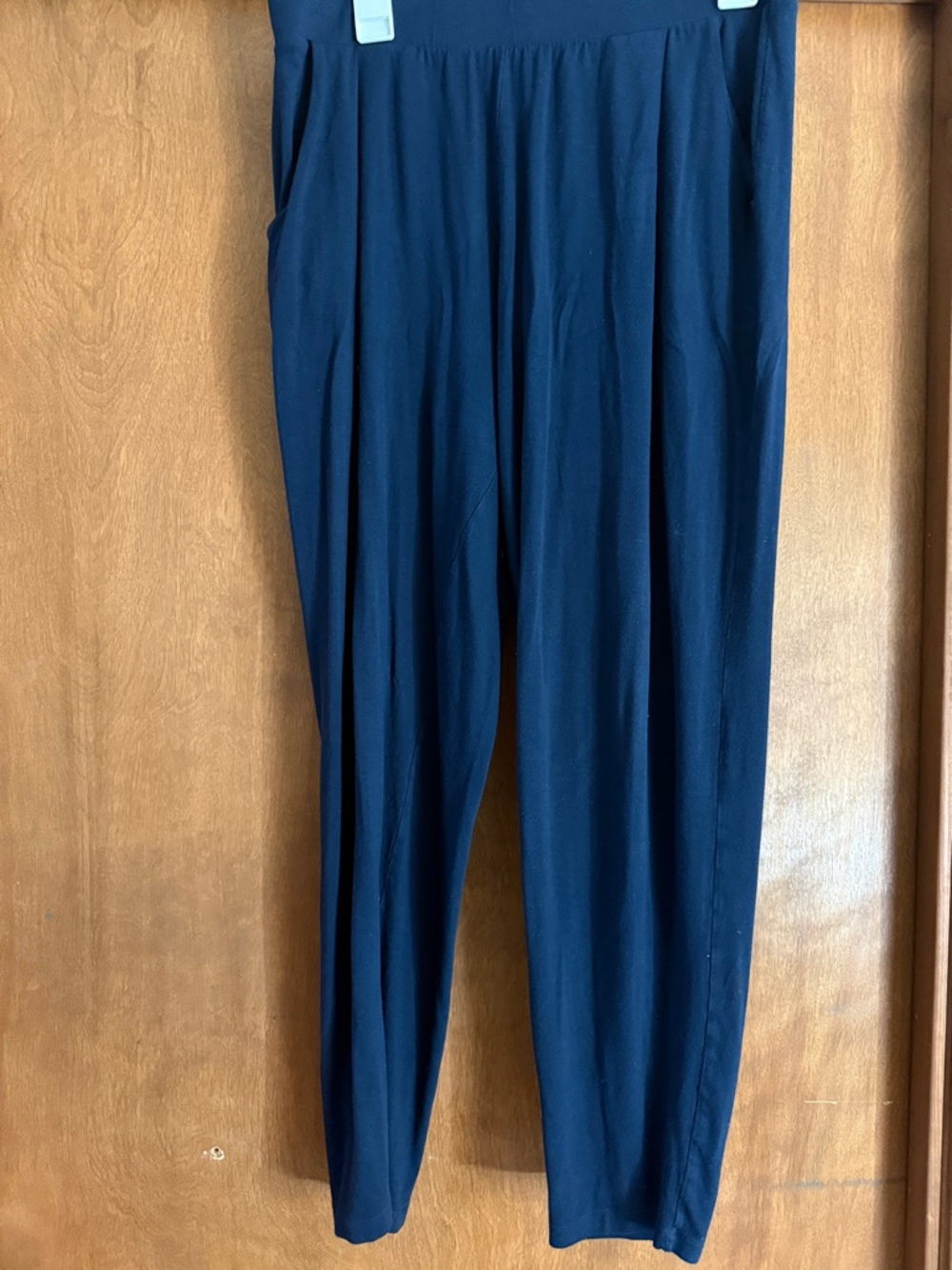 Marks & Spencer Navy Blue Womens Trousers Pants Elastic Waist One Size